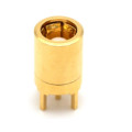 Brass / Gold Plated Smb Straight Connector / Rf Coax Pcb Mount Connector